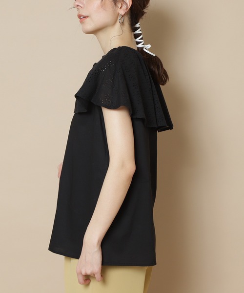 N.（N. Natural Beauty Basic）（エヌエヌナチュラルビューティーベーシック）の「◆レースケープブラウス（シャツ/ブラウス・レディース・ブラック/オフホワイト・MEDIUM）」の7枚目の写真