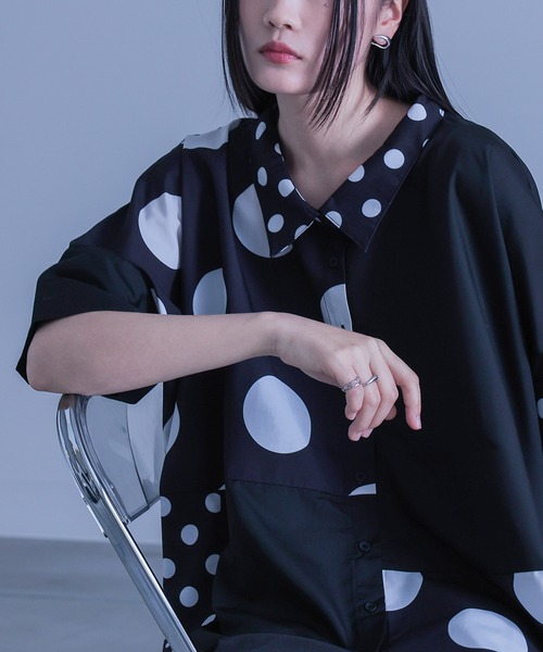 kOhAKU(コハク)の「ドット切替アシメシャツ(シャツ/ブラウス・レディース・ブラック・FREE)」の21枚目の写真