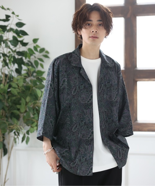 ACE SHOP（エースショップ）の「ビックシルエット・オープンカラーシャツ（シャツ/ブラウス・メンズ・ブラック/ブラック系その他/グリーン/ベージュ/カーキ・FREE）」の5枚目の写真