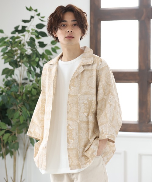 ACE SHOP（エースショップ）の「ビックシルエット・オープンカラーシャツ（シャツ/ブラウス・メンズ・ブラック/ブラック系その他/グリーン/ベージュ/カーキ・FREE）」の9枚目の写真