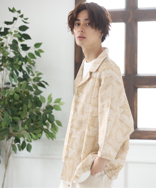 ACE SHOP（エースショップ）の「ビックシルエット・オープンカラーシャツ（シャツ/ブラウス・メンズ・ブラック/ブラック系その他/グリーン/ベージュ/カーキ・FREE）」の22枚目の写真