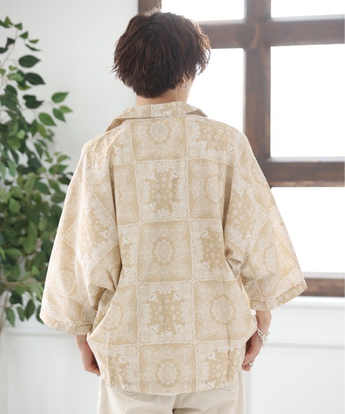 ACE SHOP（エースショップ）の「ビックシルエット・オープンカラーシャツ（シャツ/ブラウス・メンズ・ブラック/ブラック系その他/グリーン/ベージュ/カーキ・FREE）」の14枚目の写真