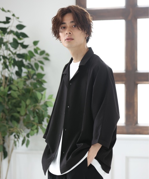 ACE SHOP（エースショップ）の「ビックシルエット・オープンカラーシャツ（シャツ/ブラウス・メンズ・ブラック/ブラック系その他/グリーン/ベージュ/カーキ・FREE）」の16枚目の写真