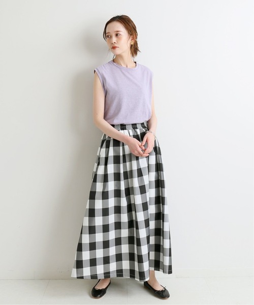 SLOBE IENA（スローブイエナ）の「ギンガムチェックタフタランダムタックスカート【手洗い可能】◆（スカート・レディース・ブラック系その他・38/36）」の6枚目の写真