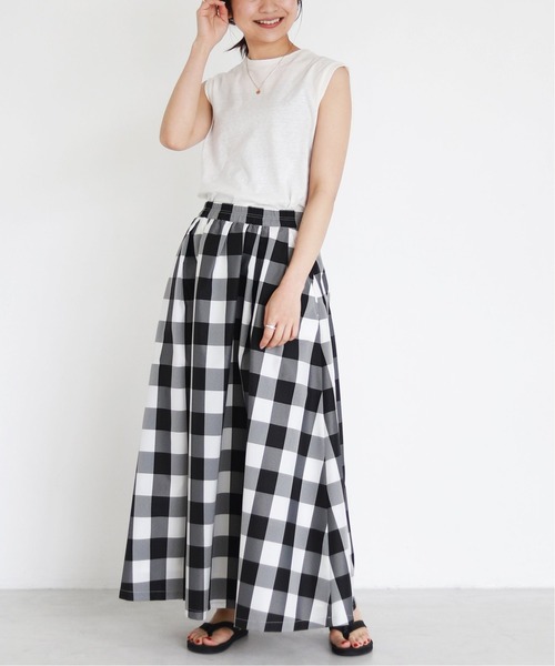SLOBE IENA（スローブイエナ）の「ギンガムチェックタフタランダムタックスカート【手洗い可能】◆（スカート・レディース・ブラック系その他・38/36）」の20枚目の写真