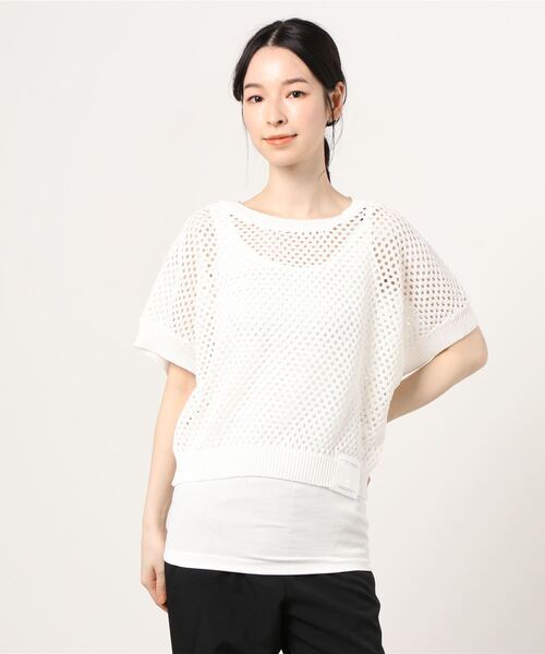 MAISON MAVERICK PRESENTS(メゾンマベリックプレゼンツ)の「MAISON MAVERICK PRESENTS(メゾン・マベリック・プレゼンツ)パンチングトップス(Tシャツ/カットソー・レディース・ホワイト/ブラック・38)」の1枚目の写真