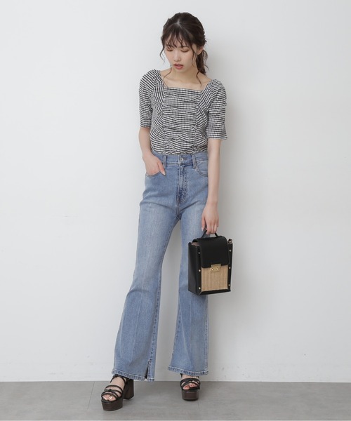 FREE'S MART（フリーズマート）の「フロントシャーリングスクエアネックトップス（シャツ/ブラウス・レディース・ホワイト/ブラック/ブラック系その他/グリーン系その他3・FREE）」の8枚目の写真