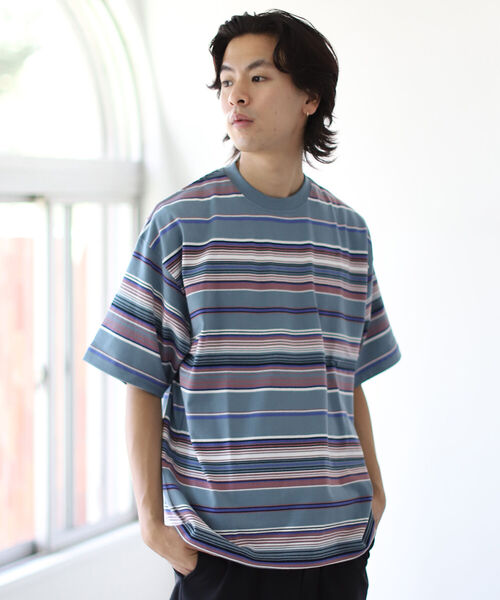 BEAMS（ビームス）の「BEAMS / マルチ ボーダー Tシャツ（Tシャツ/カットソー・メンズ・グレー/ベージュ・X-LARGE/MEDIUM/LARGE/SMALL）」の9枚目の写真