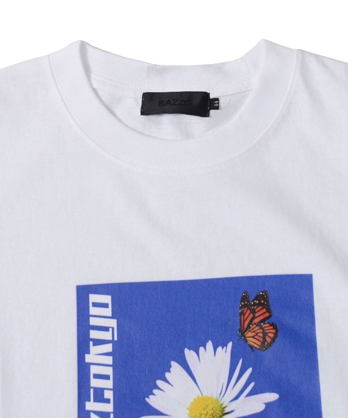 RAZZIS（ラズ）の「『RAZZIS/ラズイズ』フラワープリントクルーネック半袖Tシャツ （Tシャツ/カットソー・メンズ・オレンジ/ホワイト・XL/M/L）」の5枚目の写真