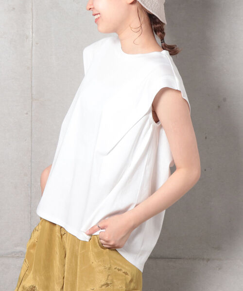 fredy repit(フレディレピ)の「【WEB限定】変形フレンチ袖Tシャツ(Tシャツ/カットソー・レディース・ブラック/オフホワイト/グレイッシュブルー/ホワイト系その他4/ブルー系その他3・38)」の2枚目の写真