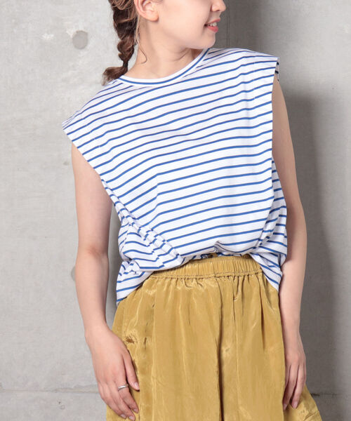 fredy repit(フレディレピ)の「【WEB限定】変形フレンチ袖Tシャツ(Tシャツ/カットソー・レディース・ブラック/オフホワイト/グレイッシュブルー/ホワイト系その他4/ブルー系その他3・38)」の5枚目の写真