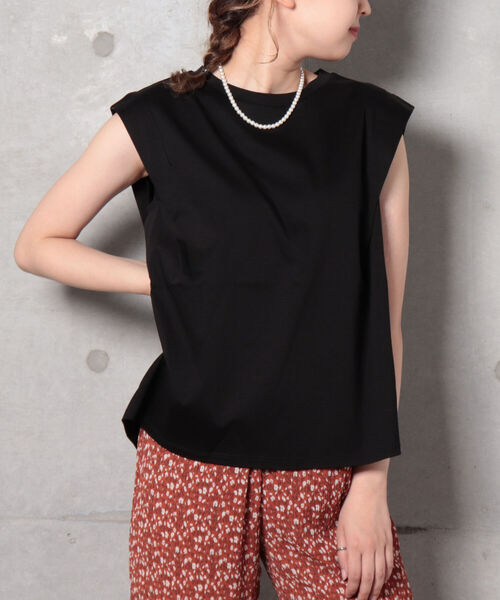 fredy repit(フレディレピ)の「【WEB限定】変形フレンチ袖Tシャツ(Tシャツ/カットソー・レディース・ブラック/オフホワイト/グレイッシュブルー/ホワイト系その他4/ブルー系その他3・38)」の3枚目の写真