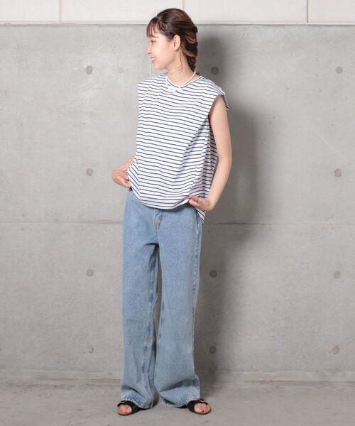 fredy repit(フレディレピ)の「【WEB限定】変形フレンチ袖Tシャツ(Tシャツ/カットソー・レディース・ブラック/オフホワイト/グレイッシュブルー/ホワイト系その他4/ブルー系その他3・38)」の16枚目の写真