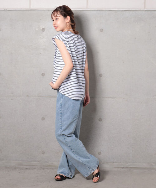 fredy repit(フレディレピ)の「【WEB限定】変形フレンチ袖Tシャツ(Tシャツ/カットソー・レディース・ブラック/オフホワイト/グレイッシュブルー/ホワイト系その他4/ブルー系その他3・38)」の22枚目の写真