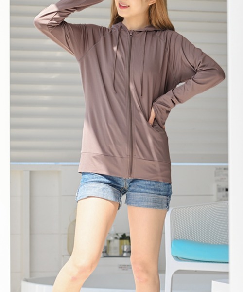 ElegChic(エレグシック)の「ベーシックラッシュガード(パーカー・レディース・ネイビー/オフホワイト/イエロー/ミント/モカ/ピンクベージュ/グレー/ブラック・M/XL/X-LARGE/MEDIUM)」の5枚目の写真