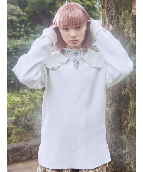 merry jenny（メリージェニー）の「ルーズルーズフリルカラーニット（ニット/セーター・レディース・ブラック/ブラウン/オフホワイト・FREE）」の8枚目の写真