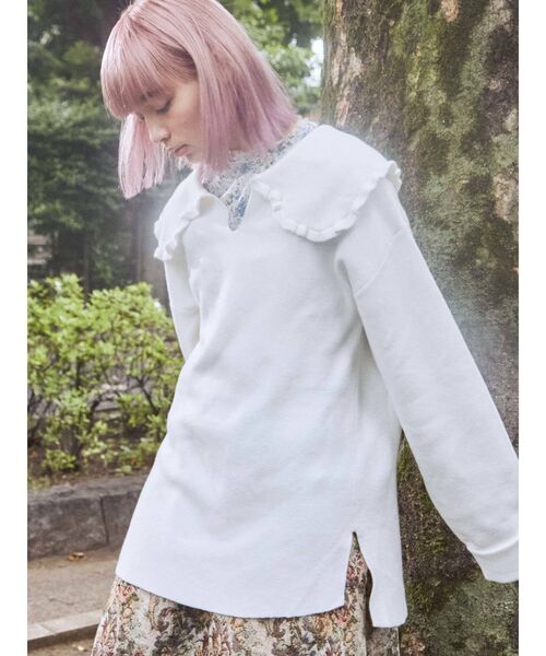 merry jenny（メリージェニー）の「ルーズルーズフリルカラーニット（ニット/セーター・レディース・ブラック/ブラウン/オフホワイト・FREE）」の12枚目の写真