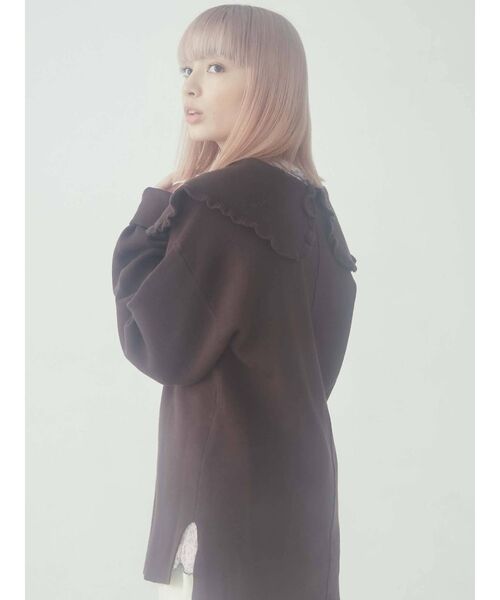 merry jenny（メリージェニー）の「ルーズルーズフリルカラーニット（ニット/セーター・レディース・ブラック/ブラウン/オフホワイト・FREE）」の9枚目の写真