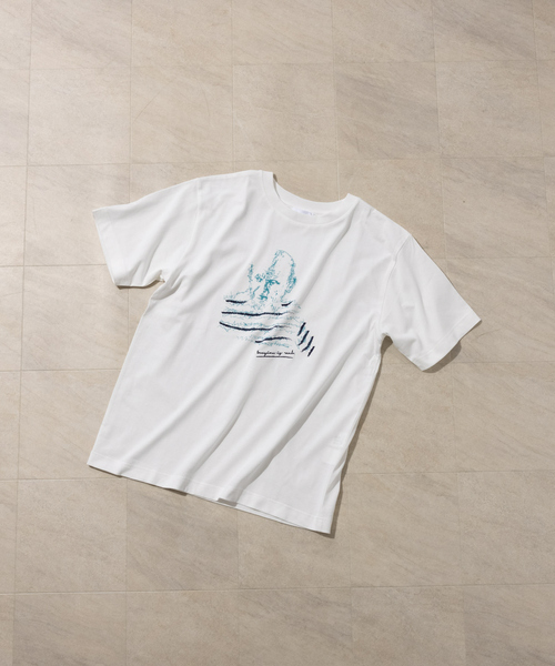 ABAHOUSE（アバハウス）の「ルーズサイズ スケッチ アート Tシャツ（Tシャツ/カットソー・メンズ・ホワイト系その他/グレイッシュベージュ/ホワイト/ブラック・48/46/44）」の11枚目の写真