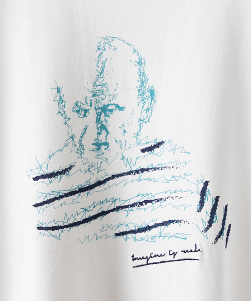 ABAHOUSE（アバハウス）の「ルーズサイズ スケッチ アート Tシャツ（Tシャツ/カットソー・メンズ・ホワイト系その他/グレイッシュベージュ/ホワイト/ブラック・48/46/44）」の16枚目の写真