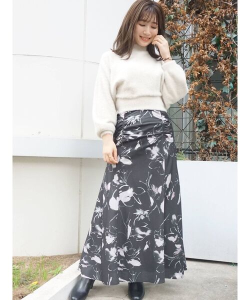 MERCURYDUO（マーキュリーデュオ）の「ART PRINTロングスカート（スカート・レディース・ブラック/ベージュ・SMALL/MEDIUM）」の7枚目の写真