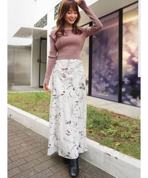 MERCURYDUO（マーキュリーデュオ）の「ART PRINTロングスカート（スカート・レディース・ブラック/ベージュ・SMALL/MEDIUM）」の8枚目の写真