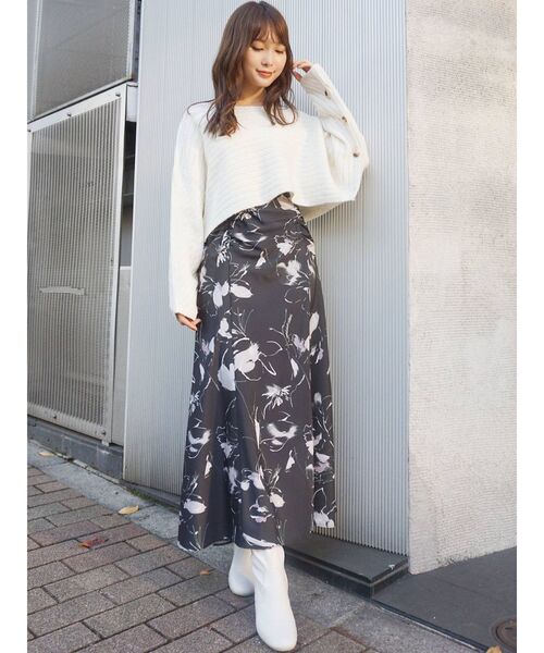 MERCURYDUO（マーキュリーデュオ）の「ART PRINTロングスカート（スカート・レディース・ブラック/ベージュ・SMALL/MEDIUM）」の12枚目の写真