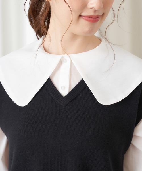 MIIA（ミーア）の「ニットベストレイヤードワンピース（ワンピース  