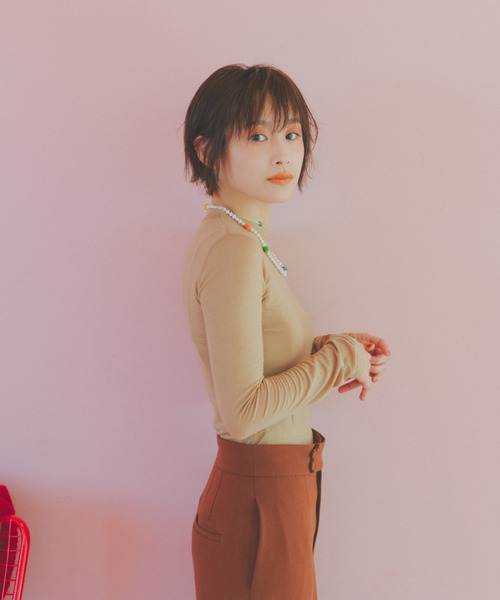 fukuu(フクウ)の「とろけちゃう肌触りハイネックインナートップス(その他トップス・レディース・ライム/ベージュ・S/M)」の3枚目の写真