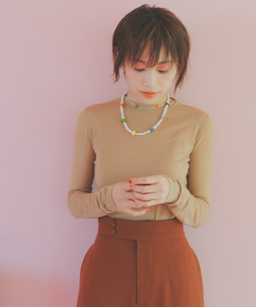 fukuu(フクウ)の「とろけちゃう肌触りハイネックインナートップス(その他トップス・レディース・ライム/ベージュ・S/M)」の5枚目の写真