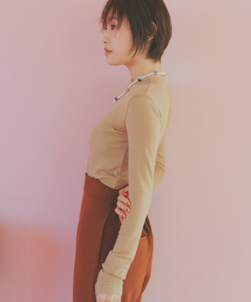 fukuu(フクウ)の「とろけちゃう肌触りハイネックインナートップス(その他トップス・レディース・ライム/ベージュ・S/M)」の6枚目の写真