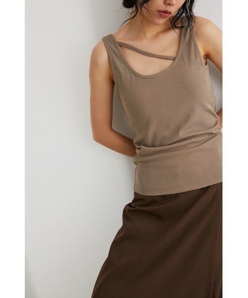 STYLEMIXER(スタイルミキサー)の「カップ付きストリングタンク(タンクトップ・レディース・ブラック/ベージュ/グレー/アイボリー・SMALL/MEDIUM)」の1枚目の写真