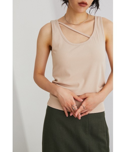 STYLEMIXER(スタイルミキサー)の「カップ付きストリングタンク(タンクトップ・レディース・ブラック/ベージュ/グレー/アイボリー・SMALL/MEDIUM)」の2枚目の写真