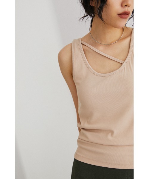 STYLEMIXER(スタイルミキサー)の「カップ付きストリングタンク(タンクトップ・レディース・ブラック/ベージュ/グレー/アイボリー・SMALL/MEDIUM)」の5枚目の写真