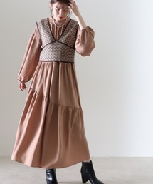 ジャガードビスチェＳＥＴギャザーワンピース