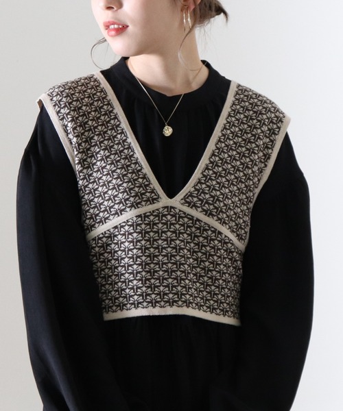 Cheek(チーク)の「ジャガードビスチェSETギャザーワンピース(ワンピース・レディース・アイボリー/ブラック/キャメル・FREE)」の13枚目の写真