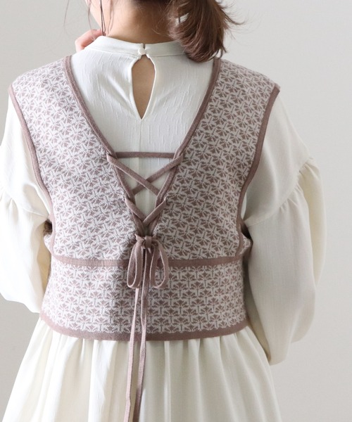 Cheek(チーク)の「ジャガードビスチェSETギャザーワンピース(ワンピース・レディース・アイボリー/ブラック/キャメル・FREE)」の9枚目の写真