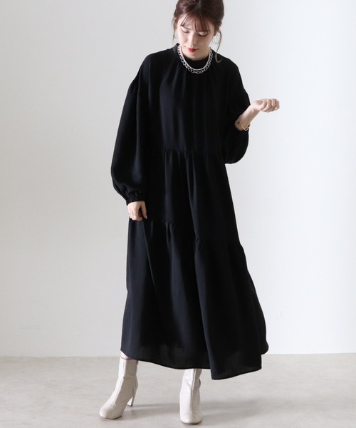 Cheek(チーク)の「ジャガードビスチェSETギャザーワンピース(ワンピース・レディース・アイボリー/ブラック/キャメル・FREE)」の12枚目の写真