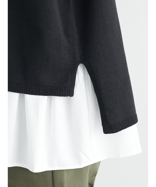 Green　Parks（グリーンパークス）の「SET2点 エプロン風ベスト+ブラウス＊（シャツ/ブラウス・レディース・ブラック/グリーン/モカ・FREE）」の4枚目の写真