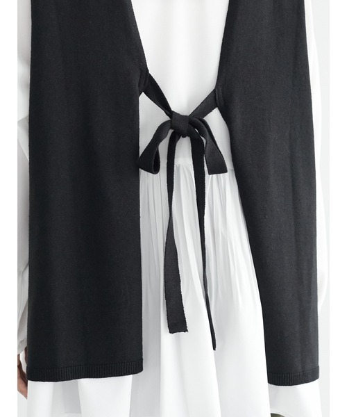 Green　Parks（グリーンパークス）の「SET2点 エプロン風ベスト+ブラウス＊（シャツ/ブラウス・レディース・ブラック/グリーン/モカ・FREE）」の7枚目の写真