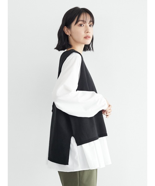 Green　Parks（グリーンパークス）の「SET2点 エプロン風ベスト+ブラウス＊（シャツ/ブラウス・レディース・ブラック/グリーン/モカ・FREE）」の11枚目の写真