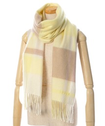 カシミヤ100％　ブロックチェック ビッグマフラー