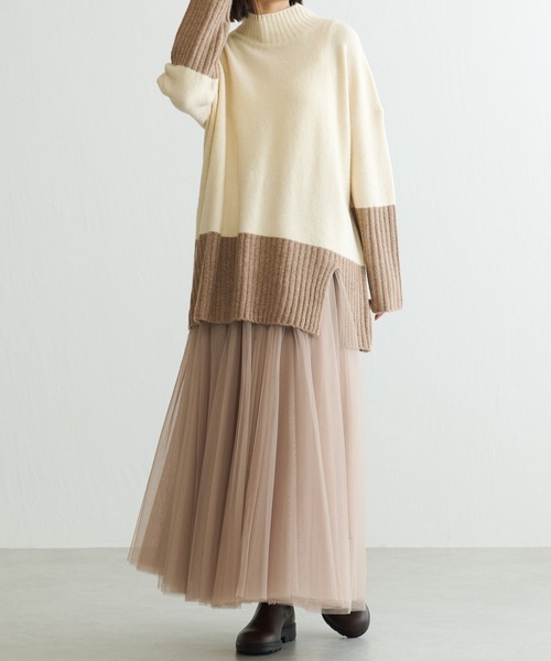 BONbazaar(ボンバザール)の「【定番人気アイテム】チュールスカート(スカート・レディース・グレイッシュベージュ/チャコールグレー・FREE)」の5枚目の写真
