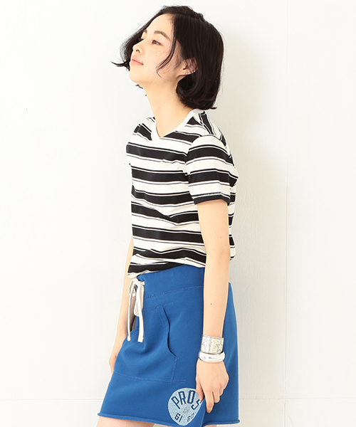 M.Nii（エムニーイ）の「M.Nii / Malibu Stripe-T（Tシャツ/カットソー・レディース・ブラック/レッド・ONE SIZE）」の3枚目の写真