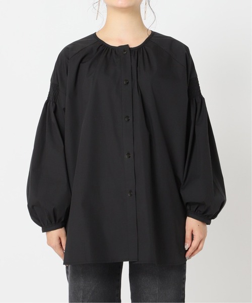 Simplicite（サンプリシテ）の「2WAYシャーリングチュニックシャツ◆（シャツ/ブラウス・レディース・ブラック/グリーン・FREE）」の6枚目の写真