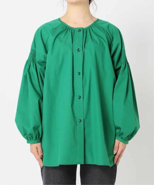 Simplicite（サンプリシテ）の「2WAYシャーリングチュニックシャツ◆（シャツ/ブラウス・レディース・ブラック/グリーン・FREE）」の16枚目の写真