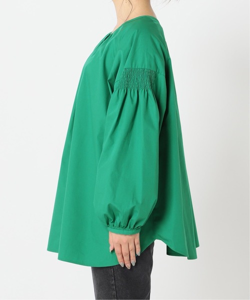 Simplicite（サンプリシテ）の「2WAYシャーリングチュニックシャツ◆（シャツ/ブラウス・レディース・ブラック/グリーン・FREE）」の9枚目の写真
