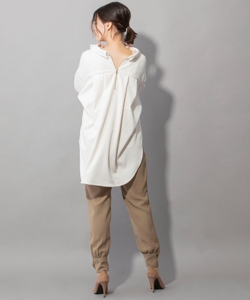 Munich（ミューニック）の「Munich(ミューニック) ストレッチコーデュロイバックジップシャツブラウス（シャツ/ブラウス・レディース・ホワイト・FREE）」の4枚目の写真