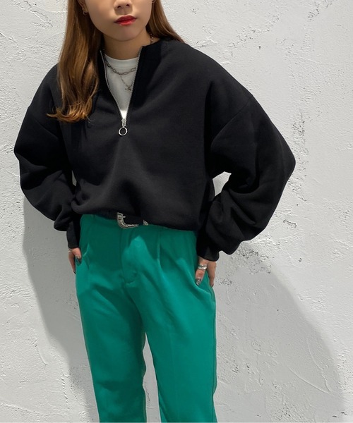 apres jour mignon(アプレジュールミニョン)の「ハーフジップスウェット【ZOZOTOWN限定アイテム】(スウェット・レディース・ナチュラル/グリーン/ブラック・X-LARGE/フリー)」の2枚目の写真