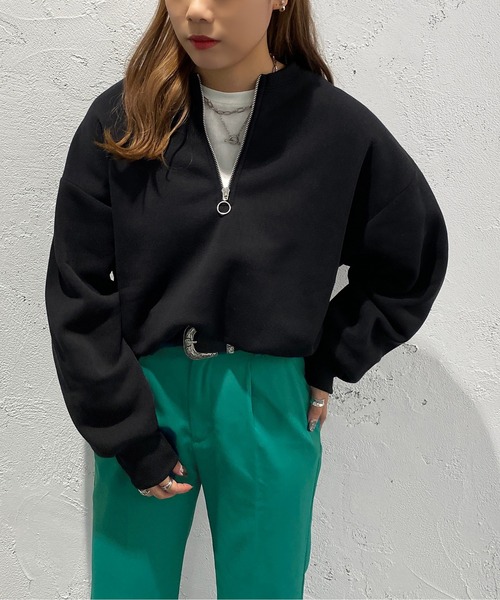 apres jour mignon(アプレジュールミニョン)の「ハーフジップスウェット【ZOZOTOWN限定アイテム】(スウェット・レディース・ナチュラル/グリーン/ブラック・X-LARGE/フリー)」の7枚目の写真